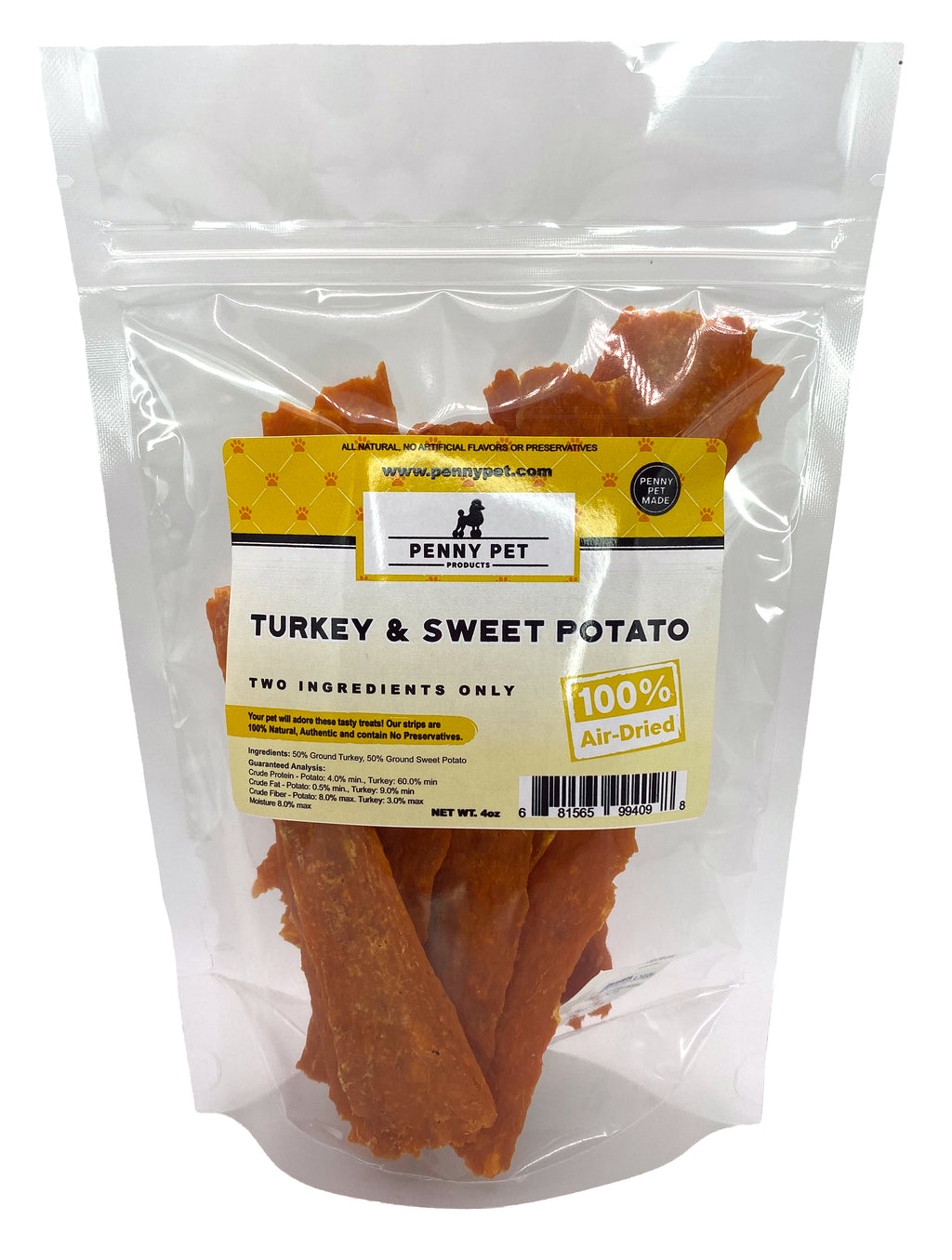 Penny Pet Kitchen Made Ground Turkey and Sweet Potato Strips - SMALL DOG OR SENIOR DOG APPROVED